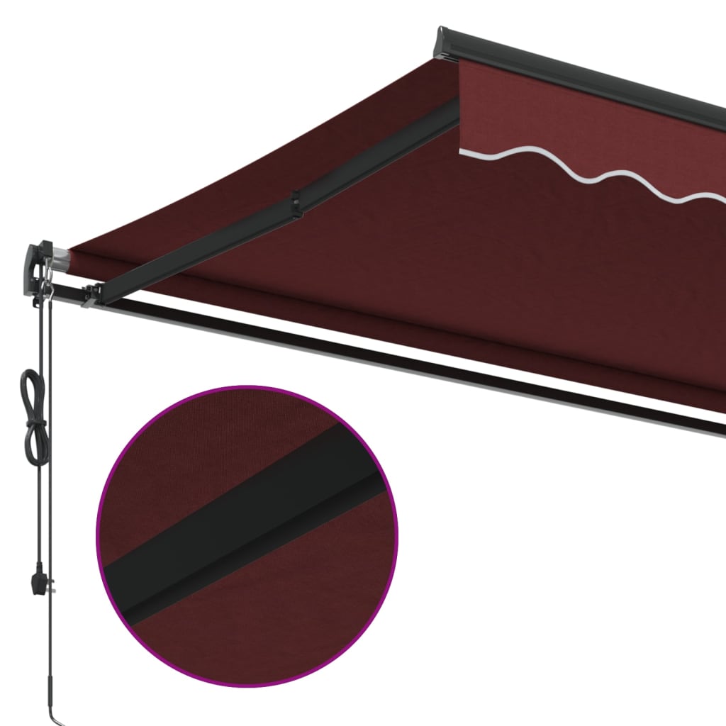 Automatisk Uttrekkbar Markise Med Led Burgunder 300X250 Cm