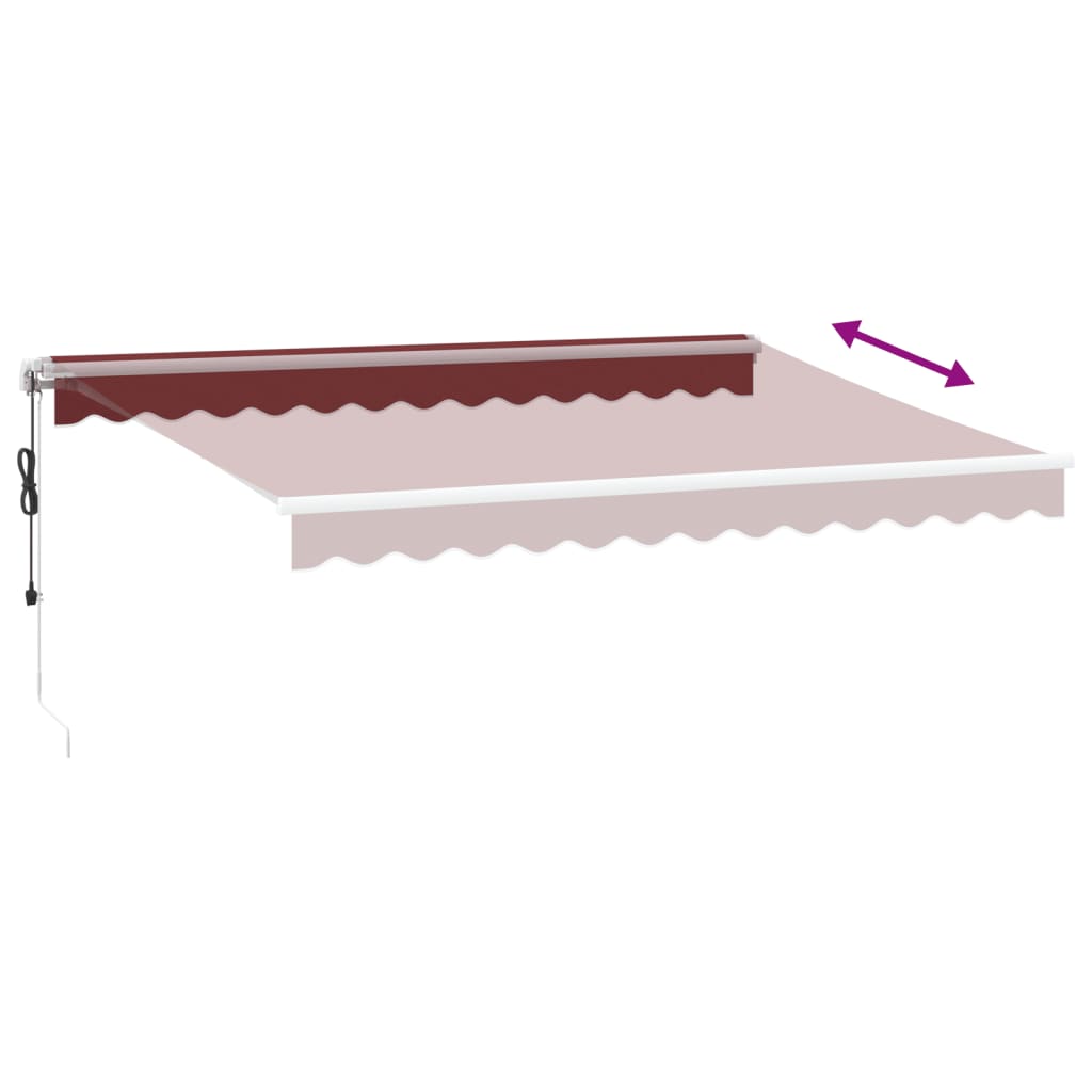 Automatisk Uttrekkbar Markise Med Led Burgunder 350X250 Cm
