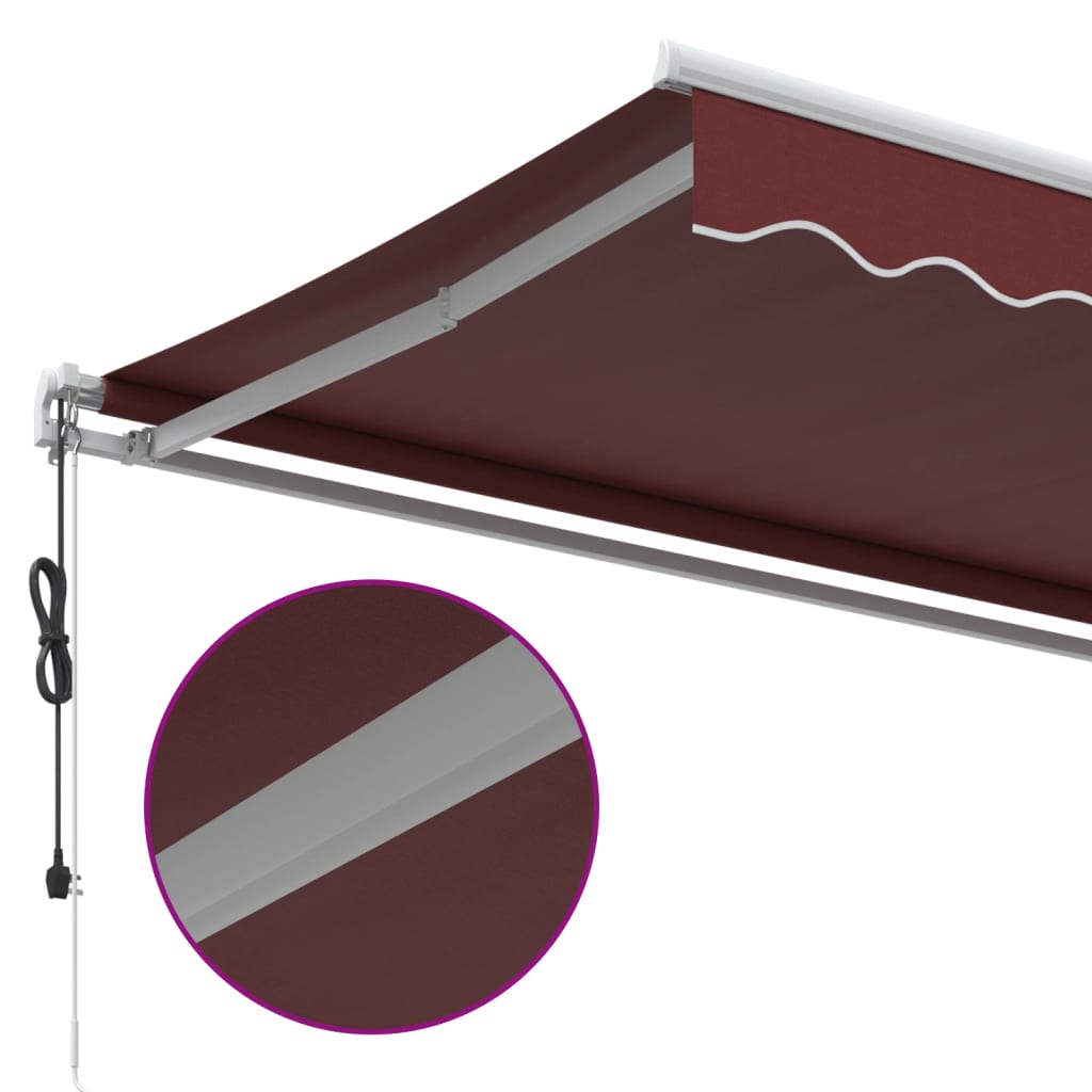 Automatisk Uttrekkbar Markise Med Led Burgunder 350X250 Cm