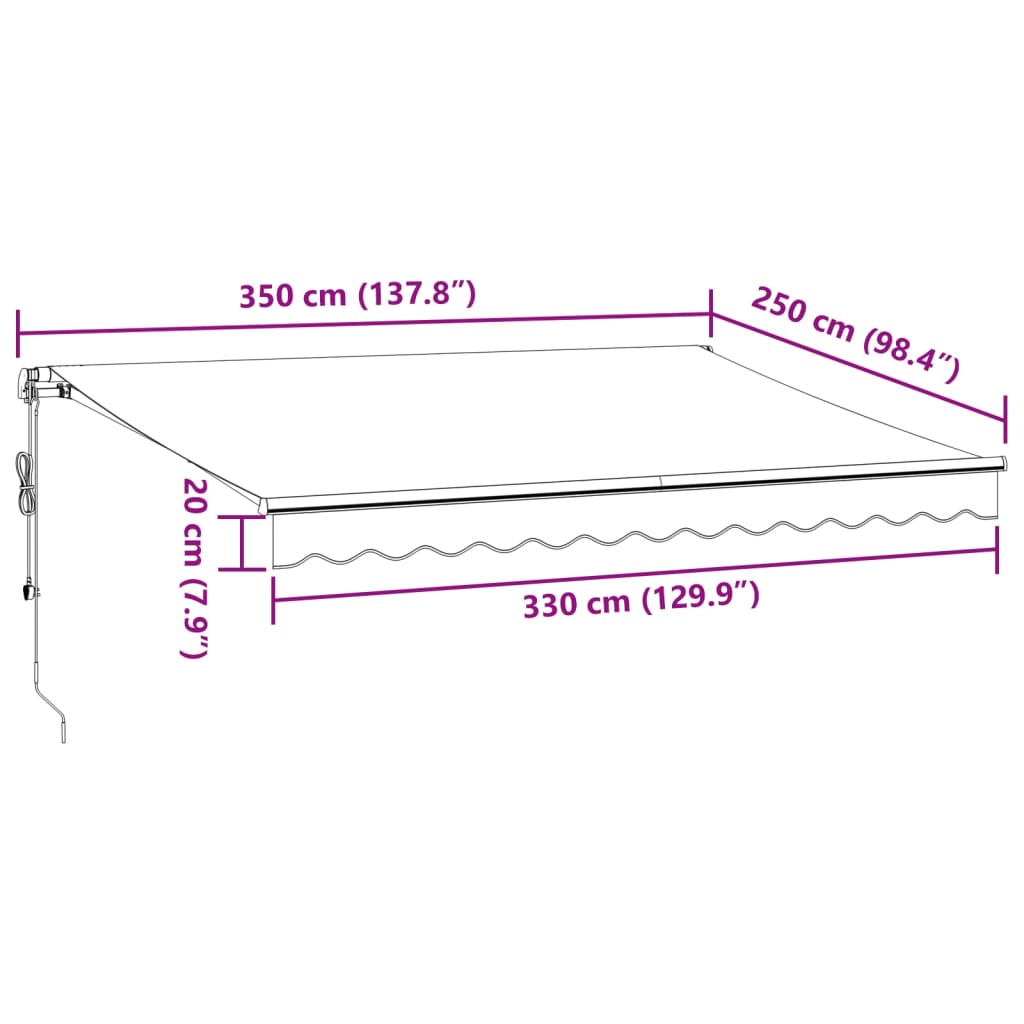 Automatisk Uttrekkbar Markise Med Led Burgunder 350X250 Cm