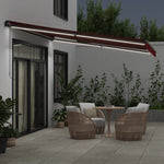 Manuell Uttrekkbar Markise Med Led Burgunder 400X300 Cm