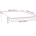 Manuell Uttrekkbar Markise Med Led Burgunder 400X300 Cm