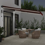 Automatisk Uttrekkbar Markise Med Led Burgunder 400X300 Cm