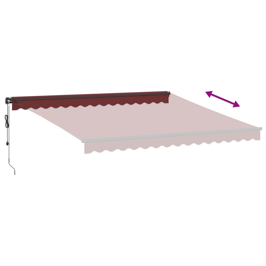 Automatisk Uttrekkbar Markise Med Led Burgunder 400X300 Cm