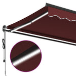 Automatisk Uttrekkbar Markise Med Led Burgunder 400X300 Cm
