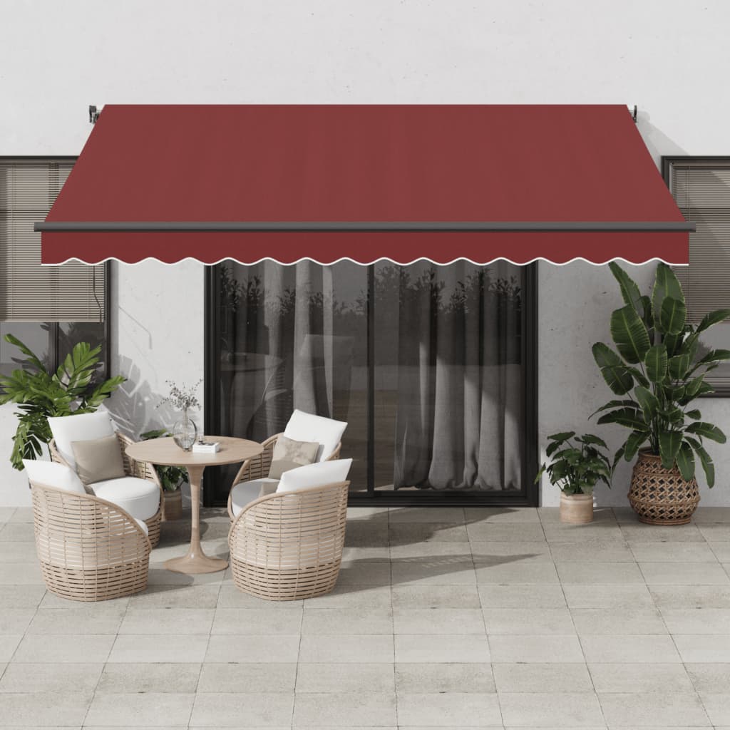 Automatisk Uttrekkbar Markise Med Led Burgunder 400X300 Cm