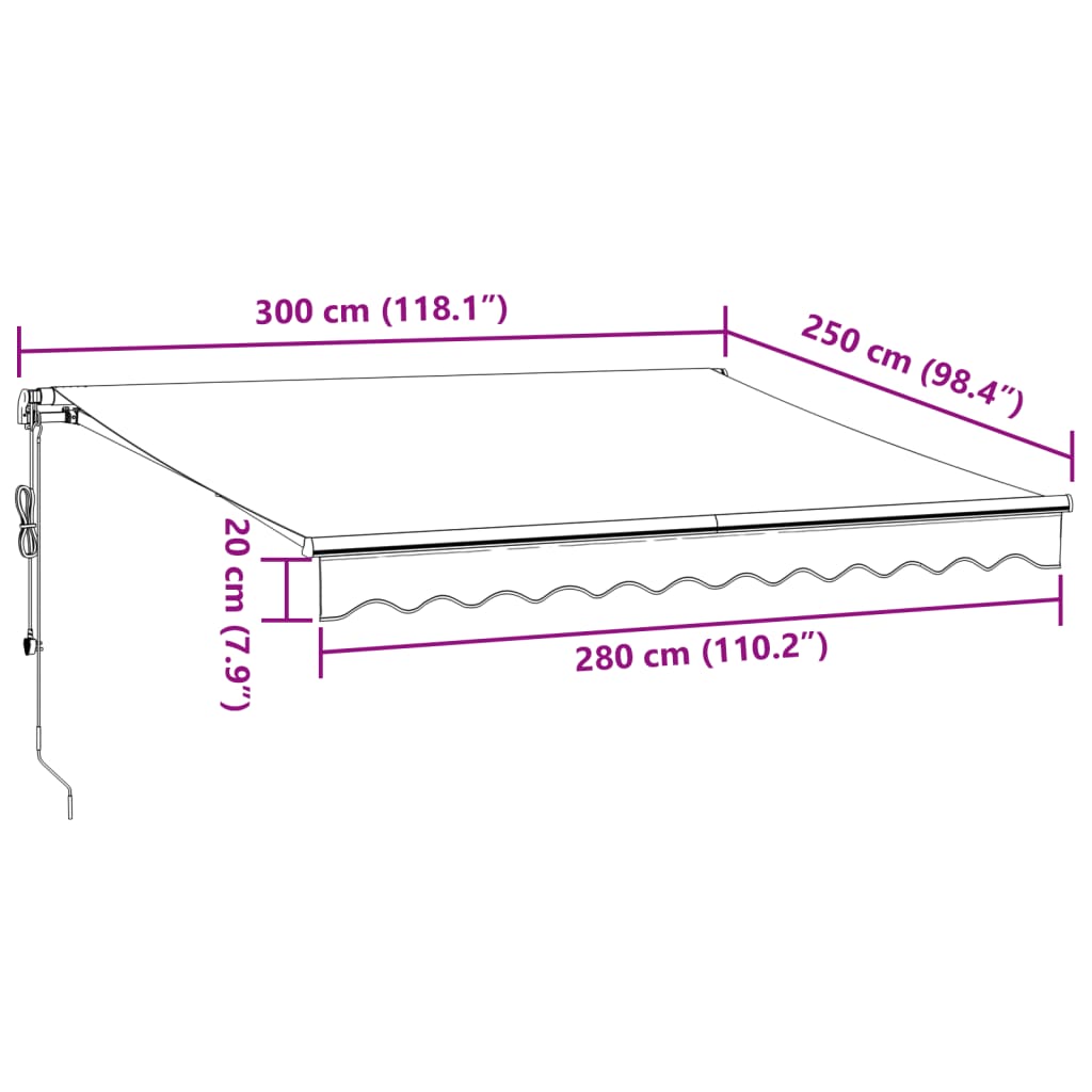 Automatisk Uttrekkbar Markise Burgunder 300X250 Cm