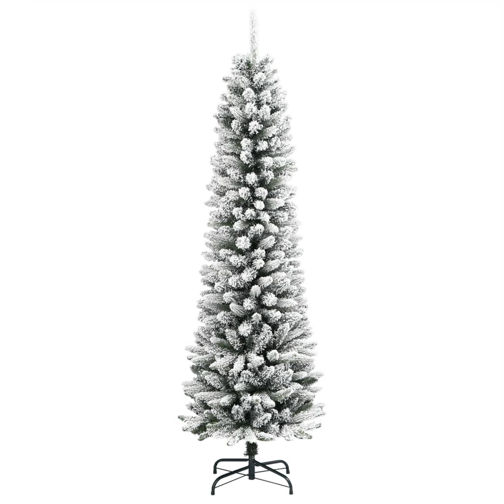 Slankt Kunstig Juletre Med Flokket Snø 180 Cm Pvc Og Pe