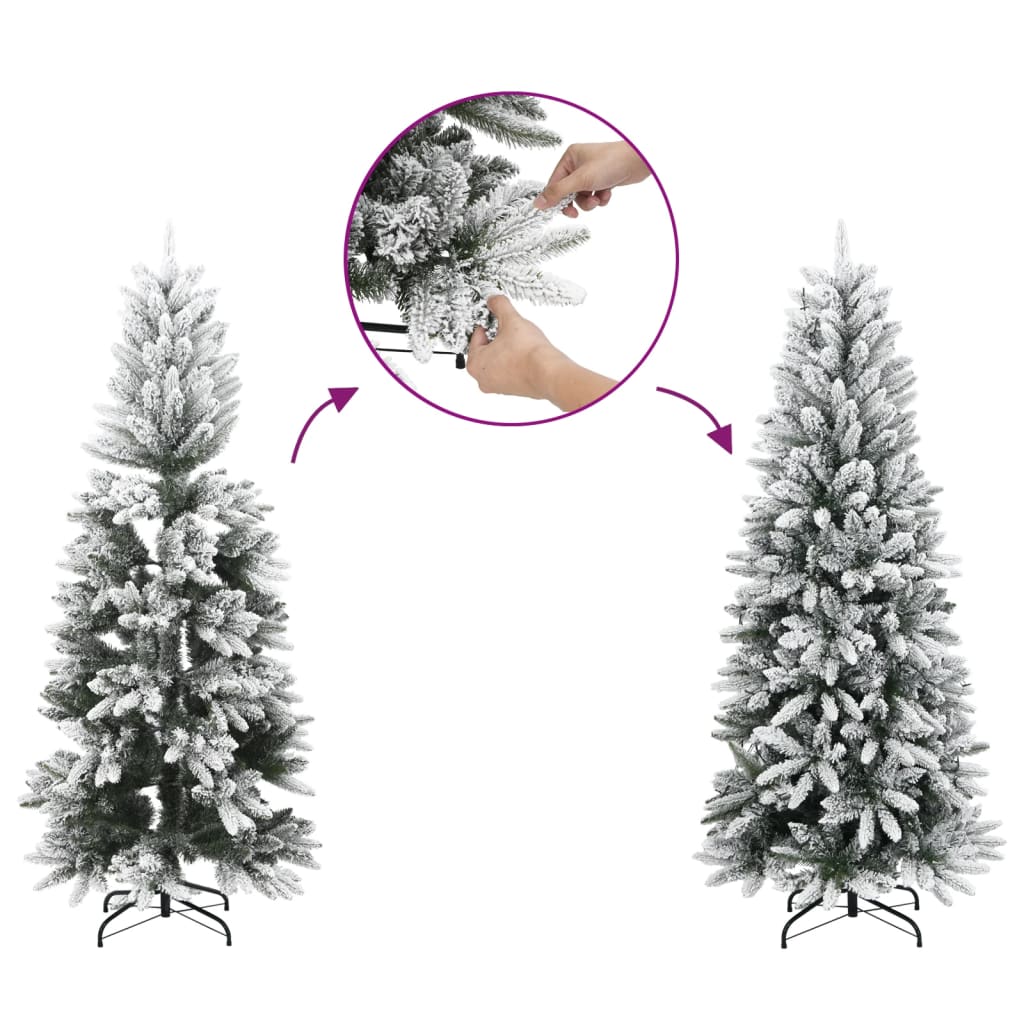 Slankt Kunstig Juletre Med Flokket Snø 180 Cm Pvc Og Pe