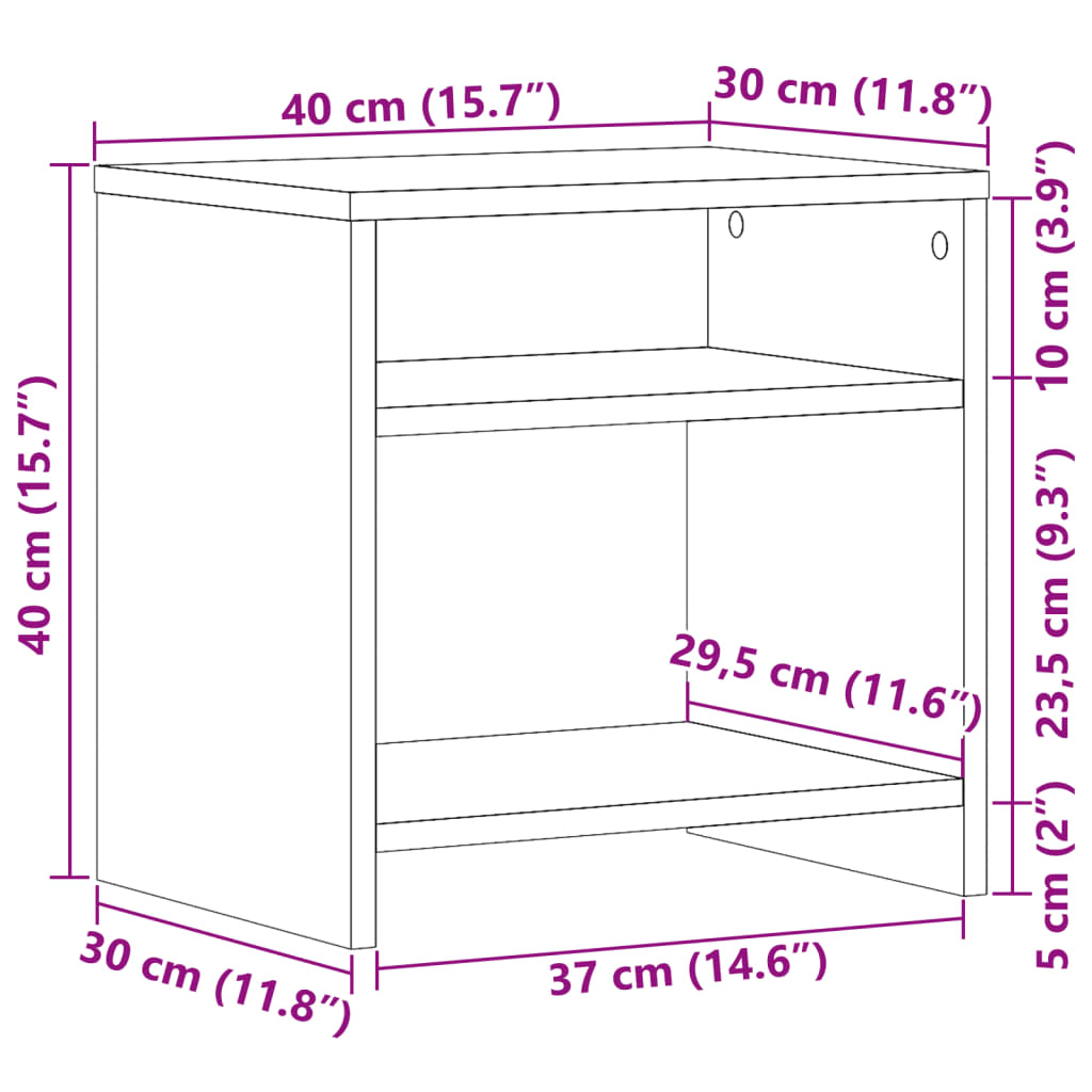 Nattbord 2 Stk Artisan Eik 40X30X40 Cm Konstruert Tre