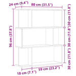 Bokhylle Gammelt Tre 80X24X96 Cm Konstruert Tre
