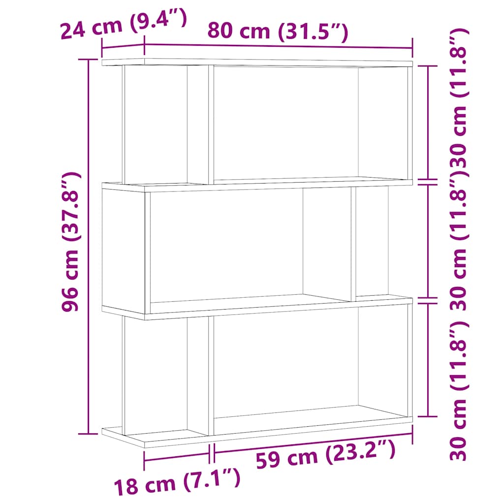Bokhylle Gammelt Tre 80X24X96 Cm Konstruert Tre