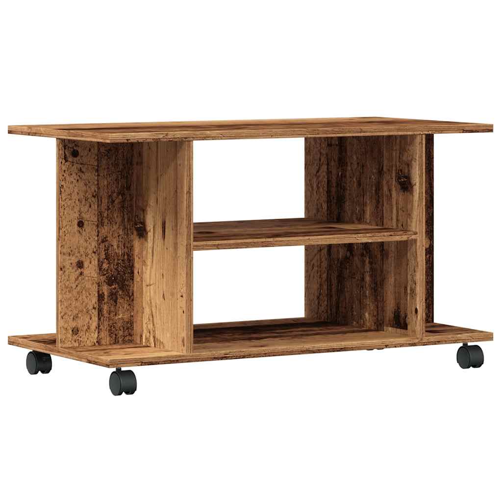 Tv-Benk Med Hjul Gammelt Tre 80X40X45 Cm Konstruert Tre