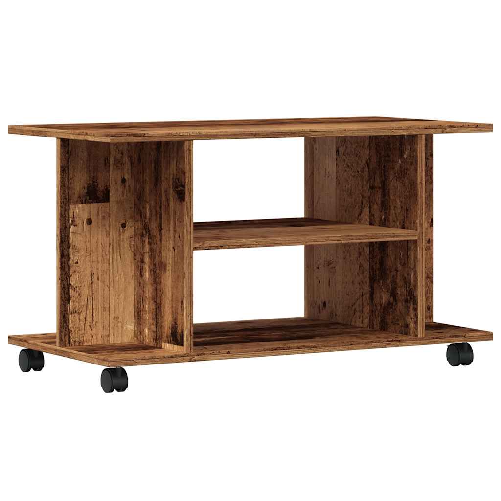Tv-Benk Med Hjul Gammelt Tre 80X40X45 Cm Konstruert Tre