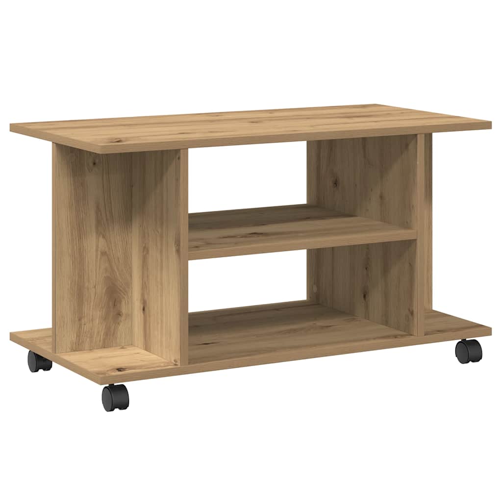 Tv-Benk Med Hjul Artisan Eik 80X40X45 Cm Konstruert Tre