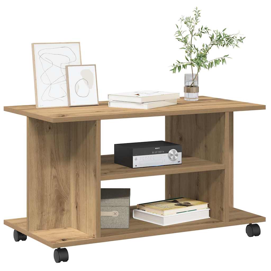 Tv-Benk Med Hjul Artisan Eik 80X40X45 Cm Konstruert Tre