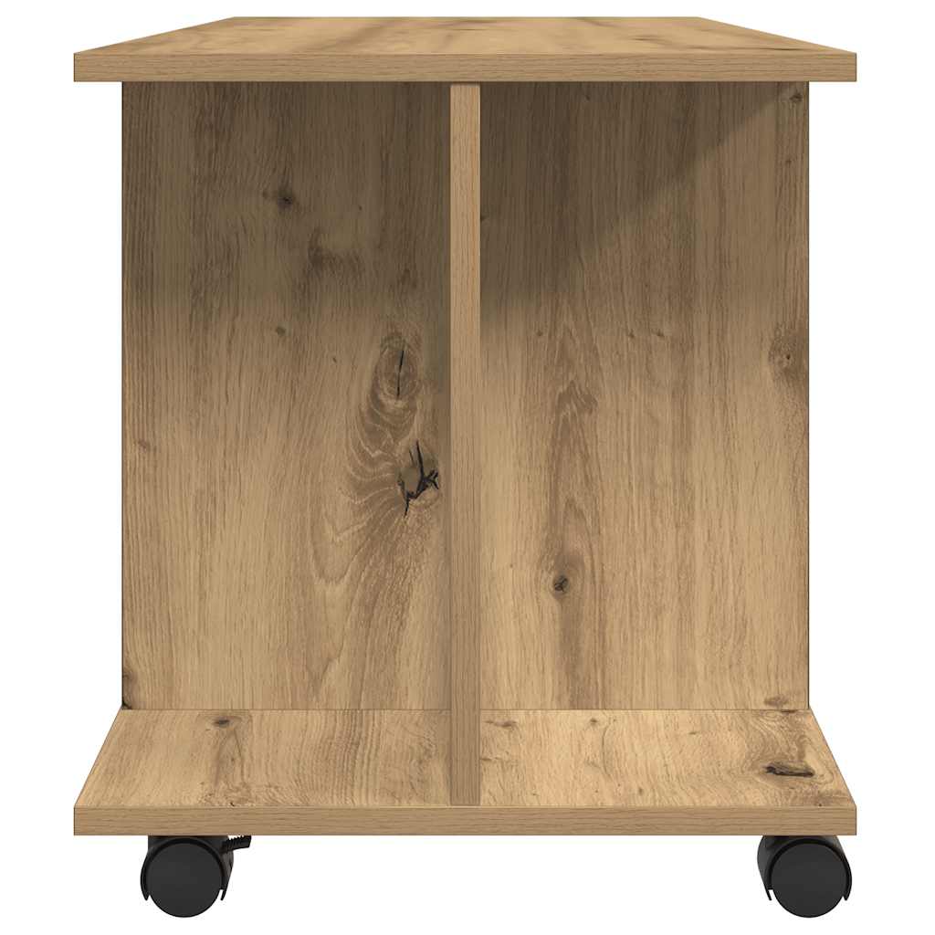Tv-Benk Med Hjul Artisan Eik 80X40X45 Cm Konstruert Tre