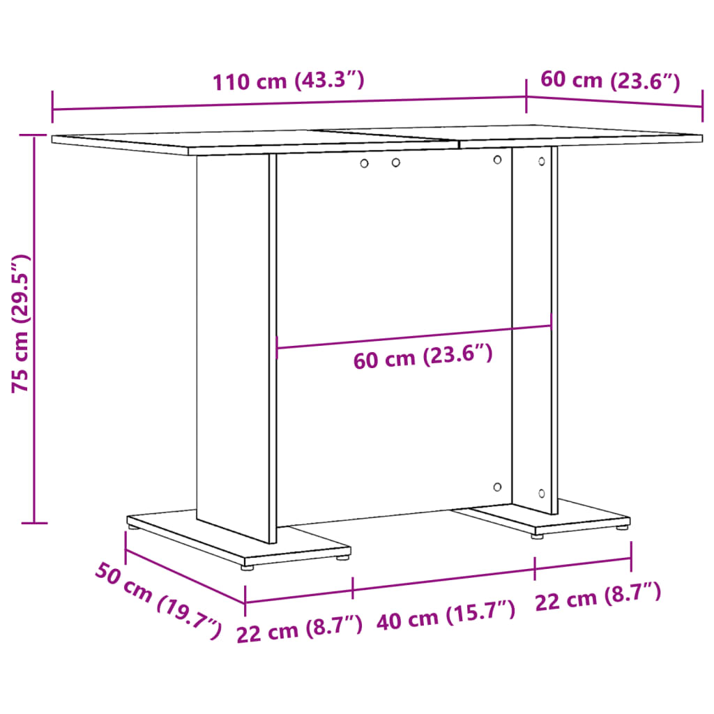 Spisebord Gammelt Tre 110X60X75 Cm Konstruert Tre