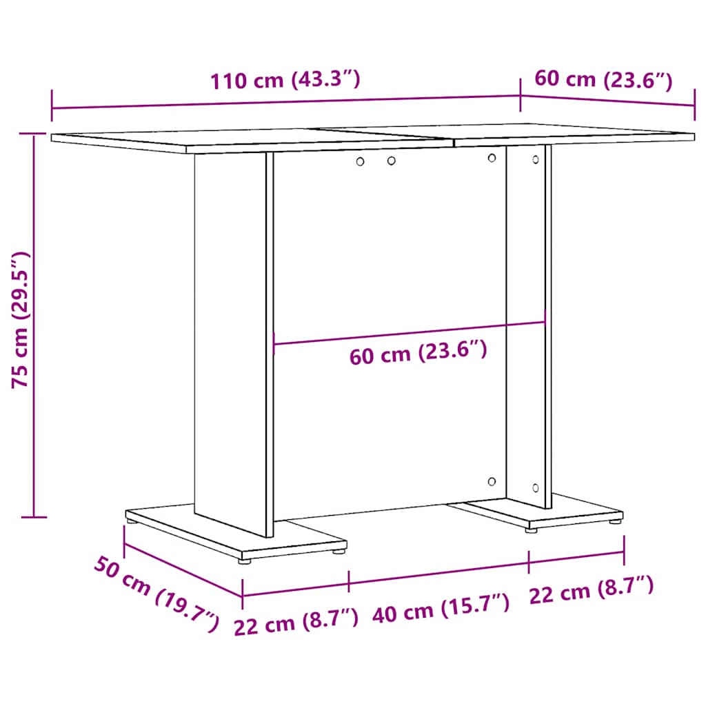 Spisebord Artisan Eik 110X60X75 Cm Konstruert Tre