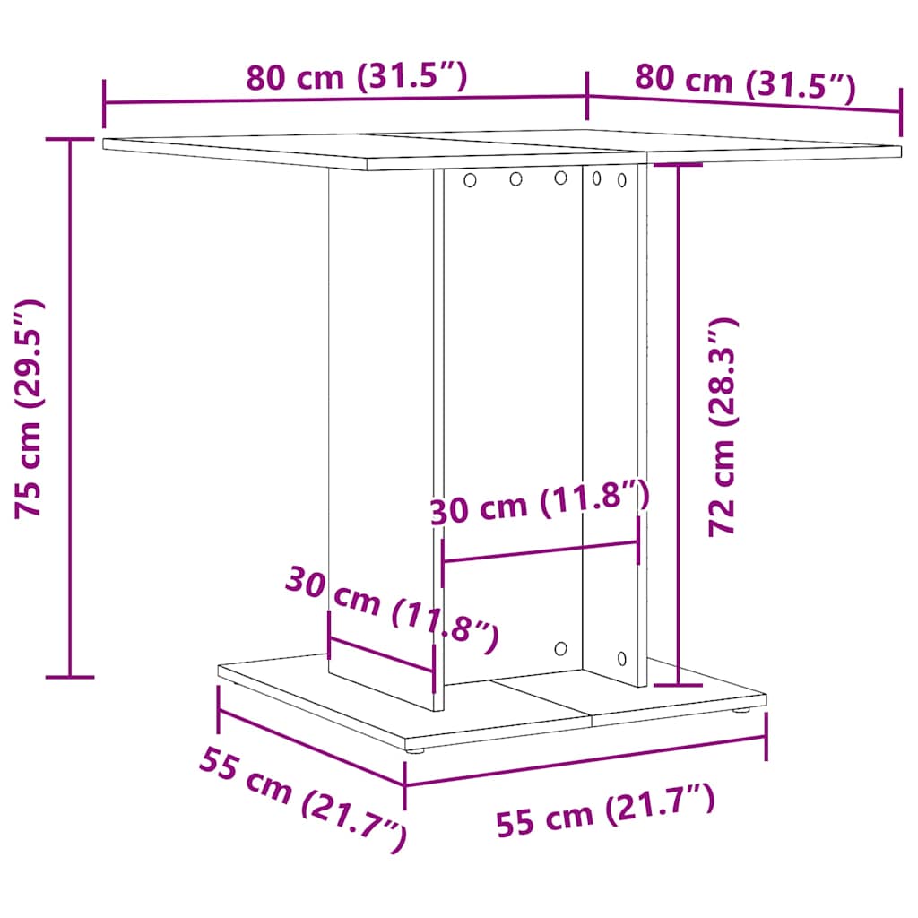 Spisebord Gammelt Tre 80X80X75 Cm Konstruert Tre