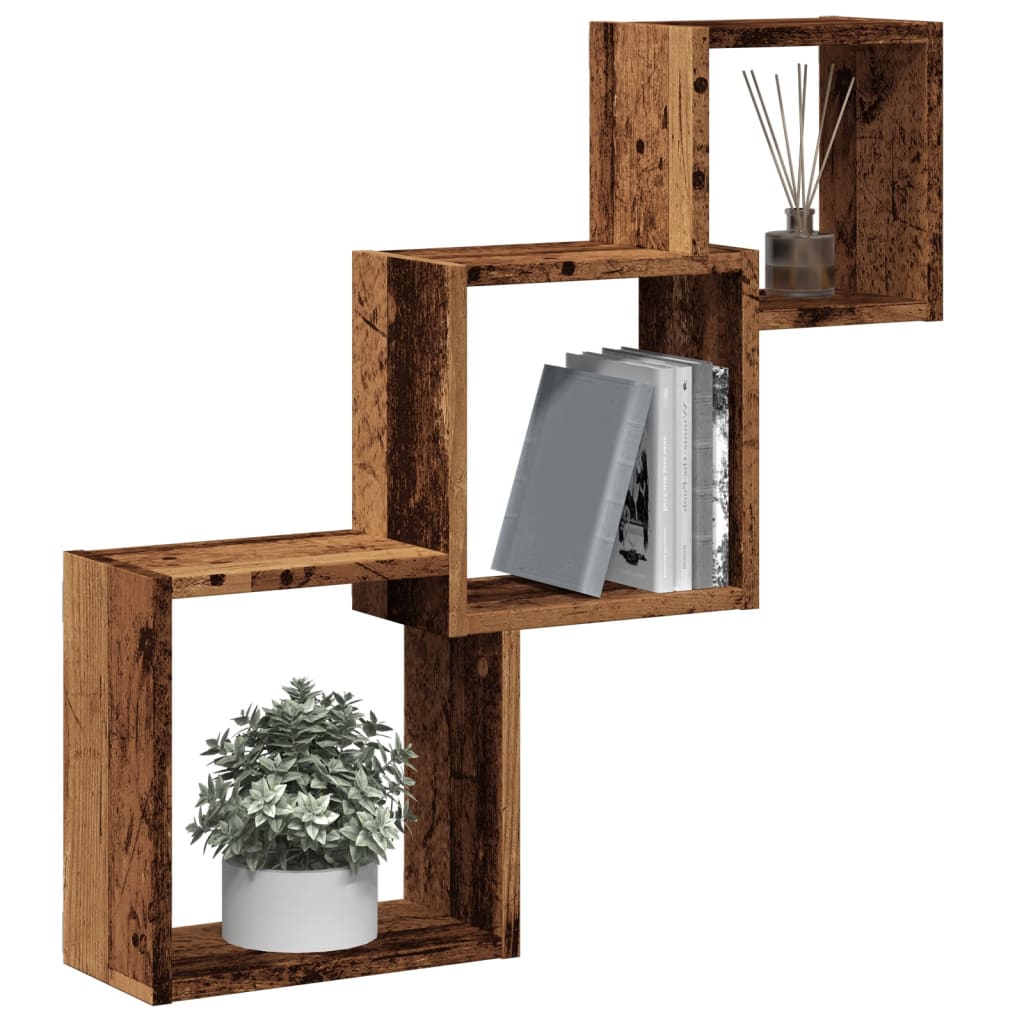 Vegghyller Kubeformet Gammelt Tre 68X15X68 Cm Konstruert Tre