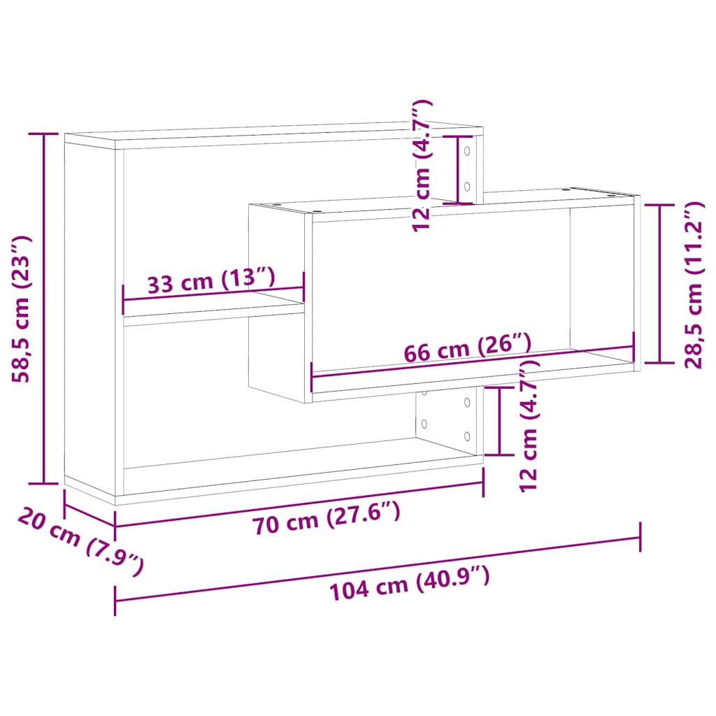 Vegghylle Gammelt Tre 104X20X58,5 Cm Konstruert Tre