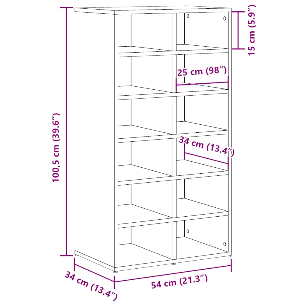Skohylle Gammelt Tre 54X34X100,5 Cm Konstruert Tre