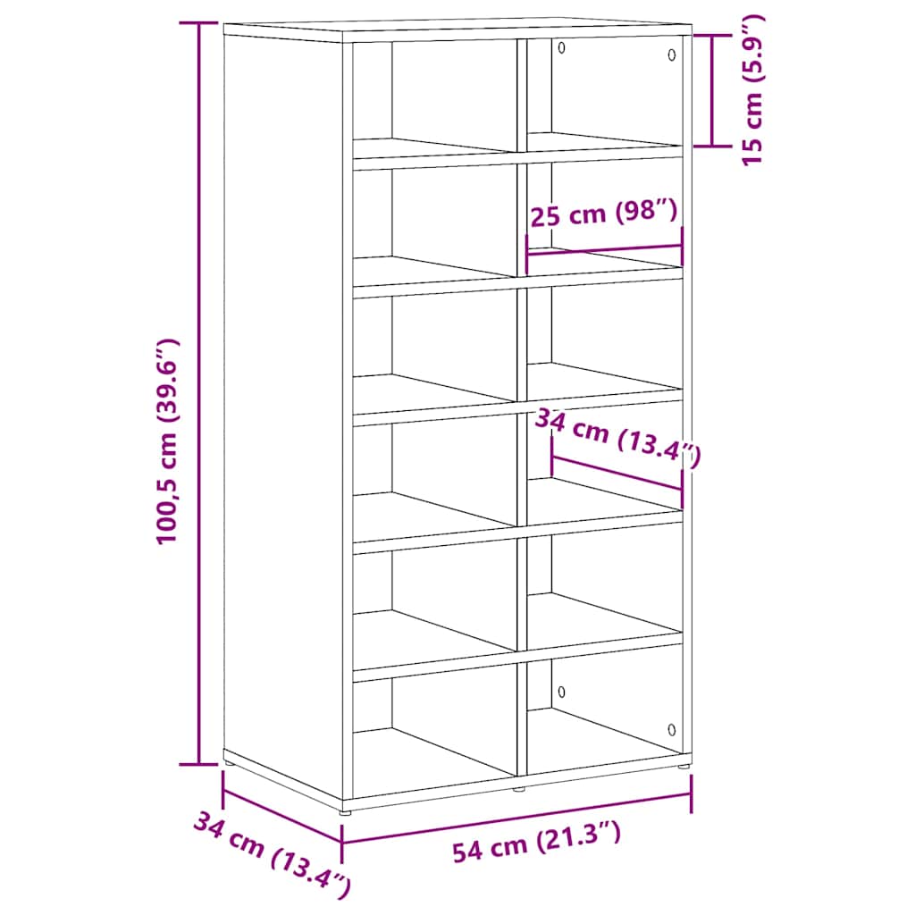Skohylle Artisan Eik 54X34X100,5 Cm Konstruert Tre