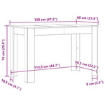 Spisebord Gammelt Tre 120X60X76 Cm Konstruert Tre