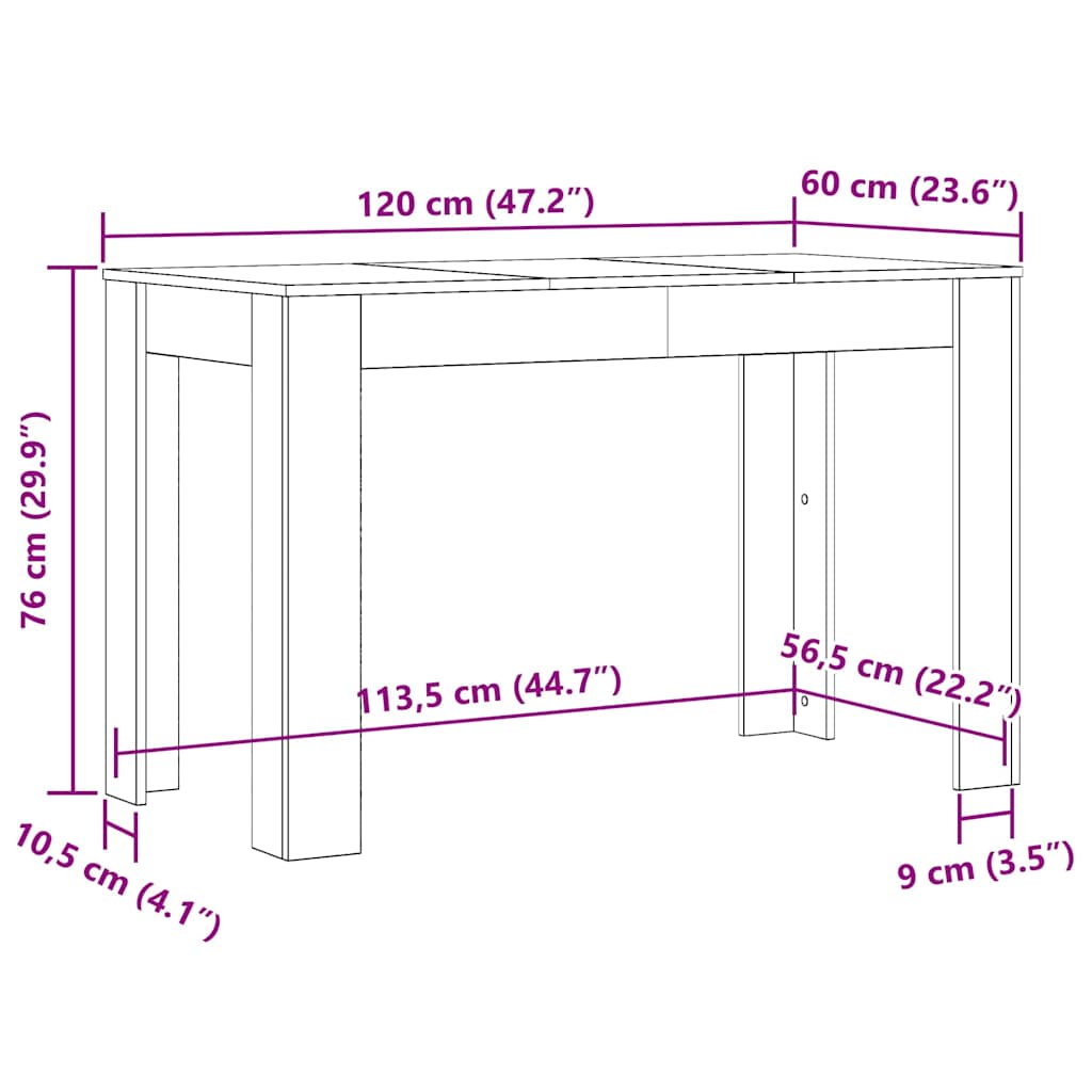 Spisebord Gammelt Tre 120X60X76 Cm Konstruert Tre