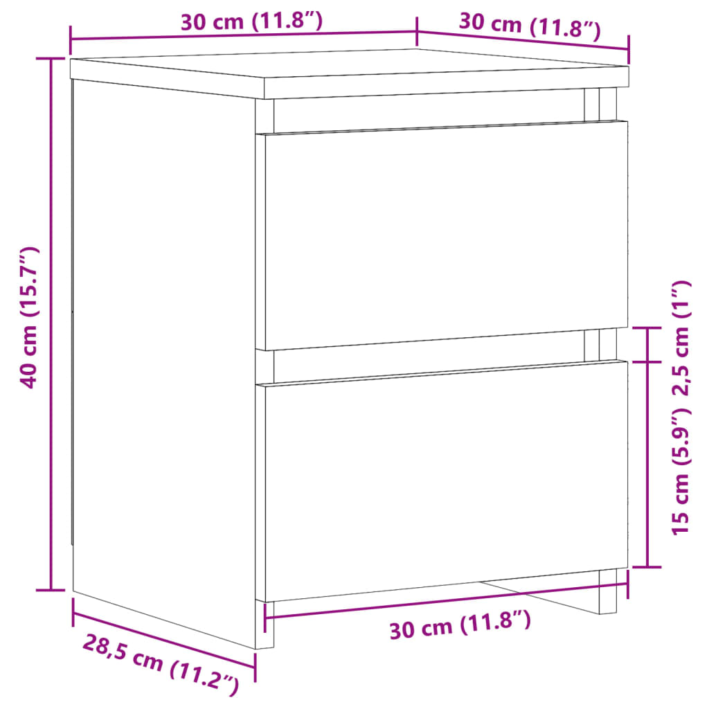 Nattbord Gammelt Tre 30X30X40 Cm Konstruert Tre