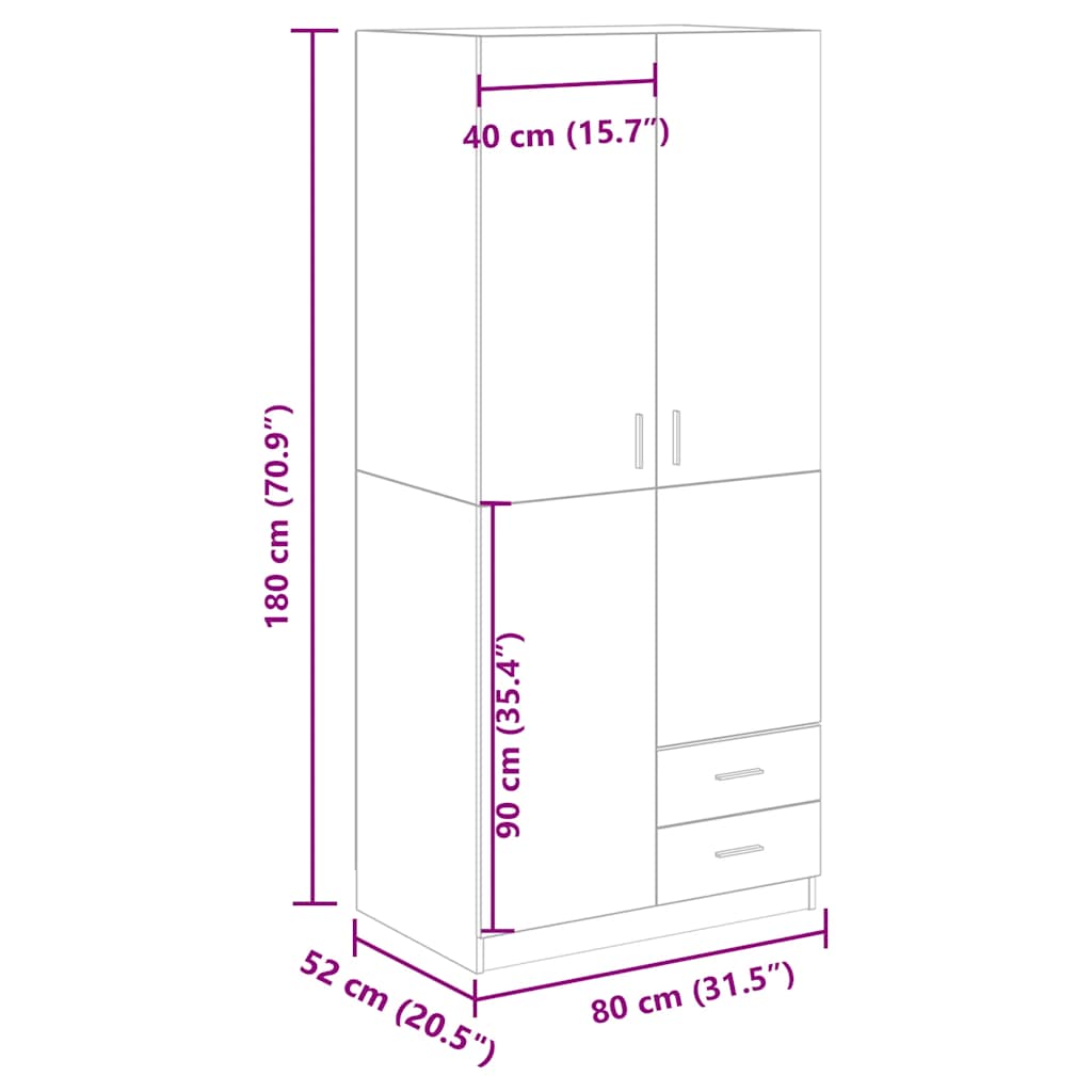 Garderobe Gammelt Tre 80X52X180 Cm Konstruert Tre
