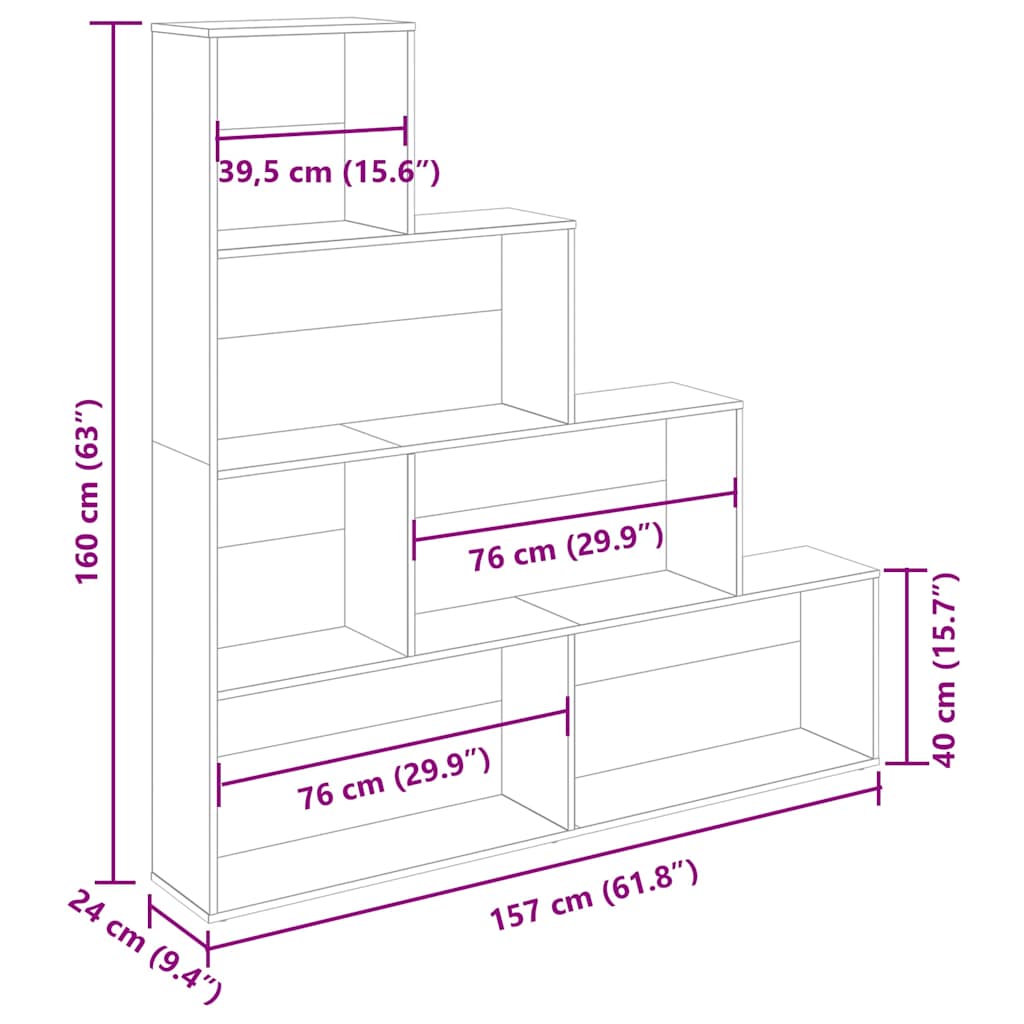 Bokhylle Artisan Eik 157X24X160 Cm Konstruert Tre