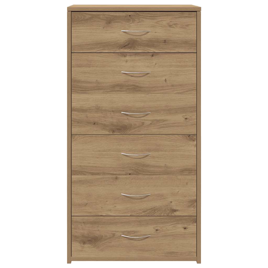 Skjenk Med 6 Skuffer Artisan Eik 50X34X96 Cm Konstruert Tre