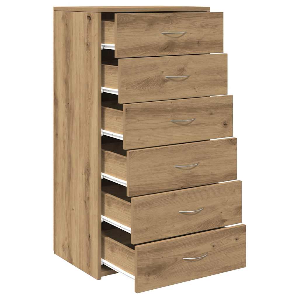 Skjenk Med 6 Skuffer Artisan Eik 50X34X96 Cm Konstruert Tre