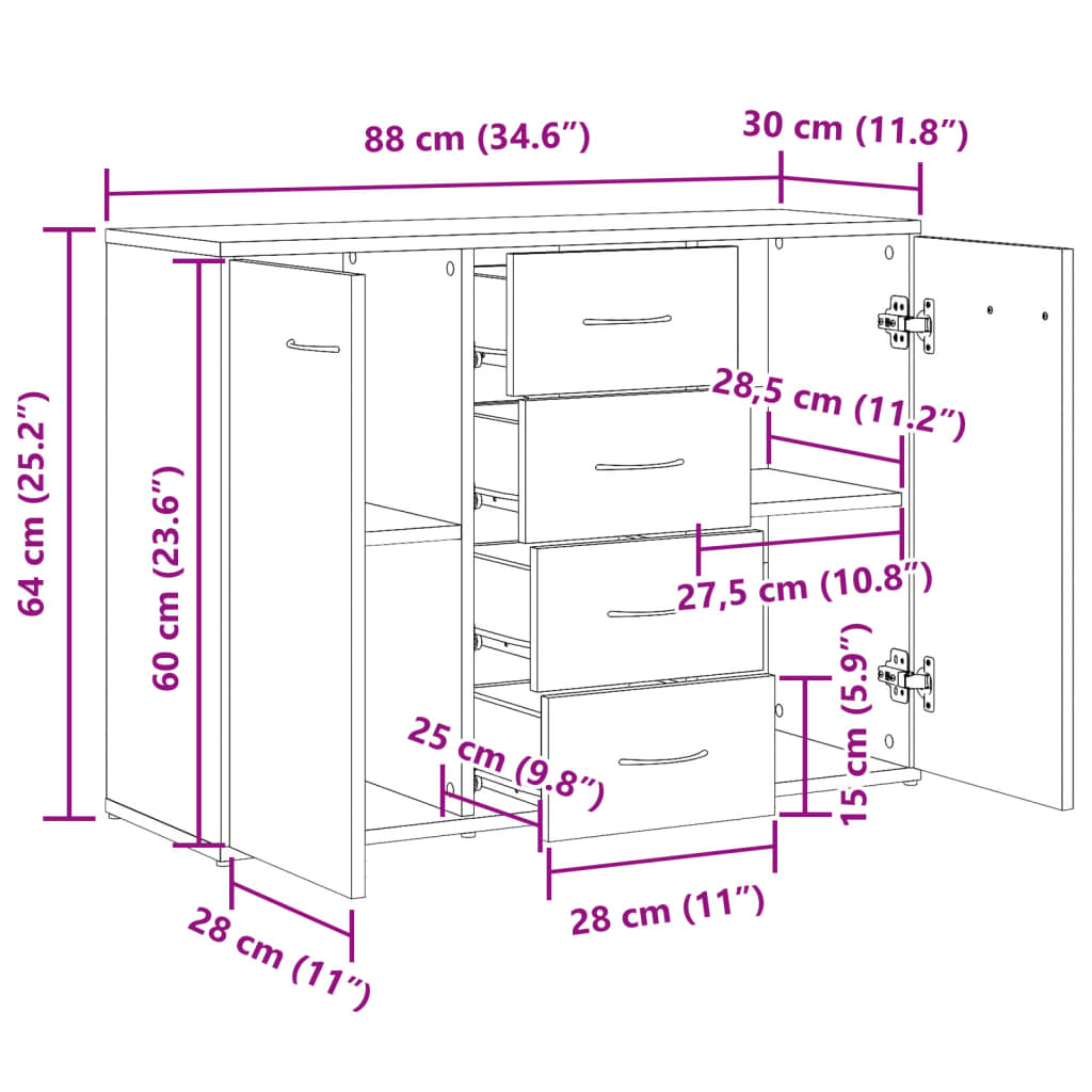 Skjenk Gammelt Tre 88X30X64 Cm Konstruert Tre