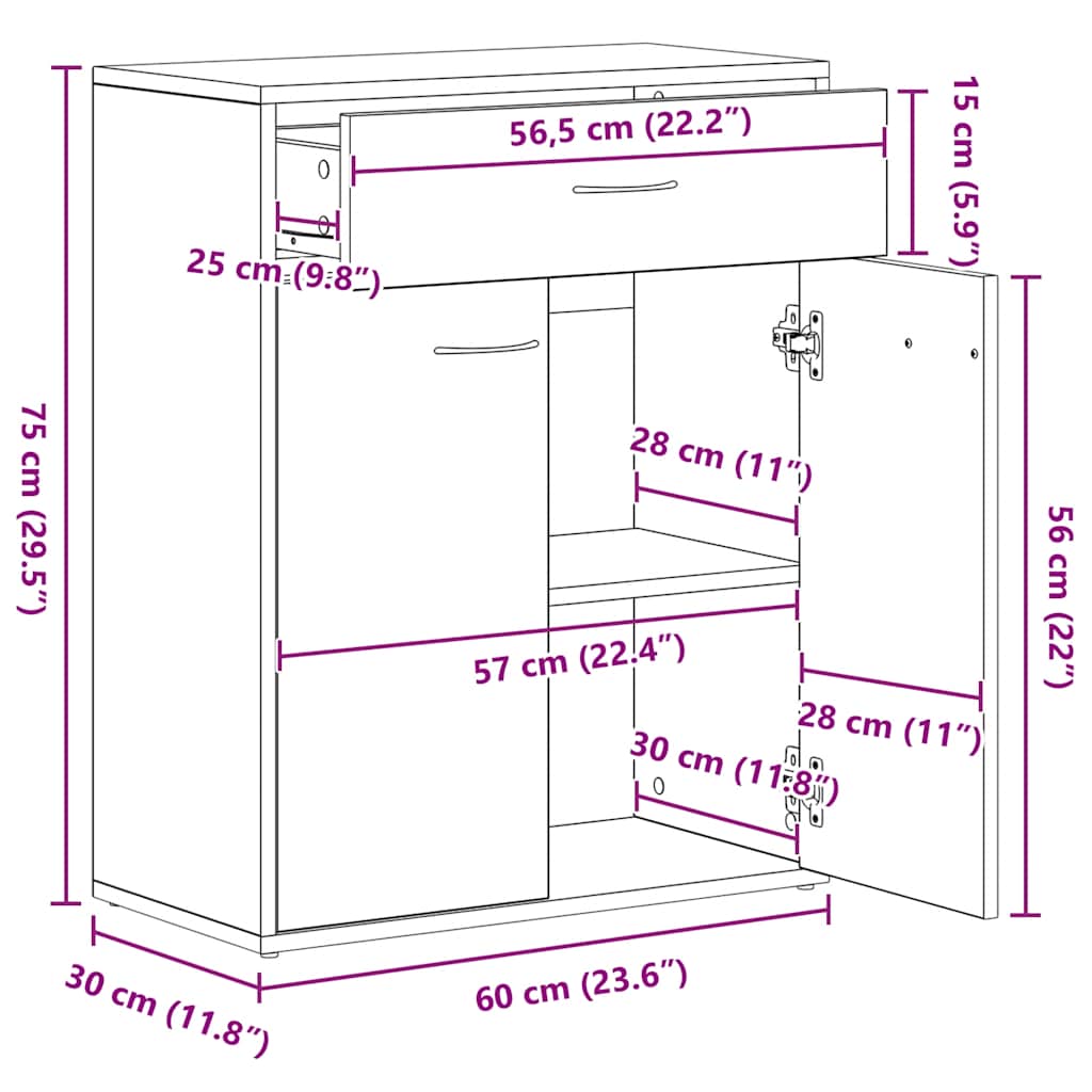 Skjenk Gammelt Tre 60X30X75 Cm Konstruert Tre
