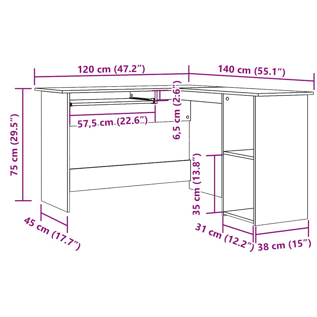 Hjørnepult Gammelt Tre 120X140X75 Cm Konstruert Tre