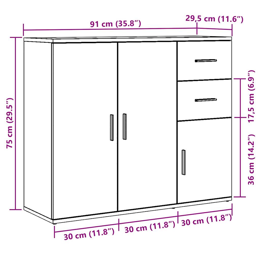 Skjenk Artisan Eik 91X29,5X75 Cm Konstruert Tre
