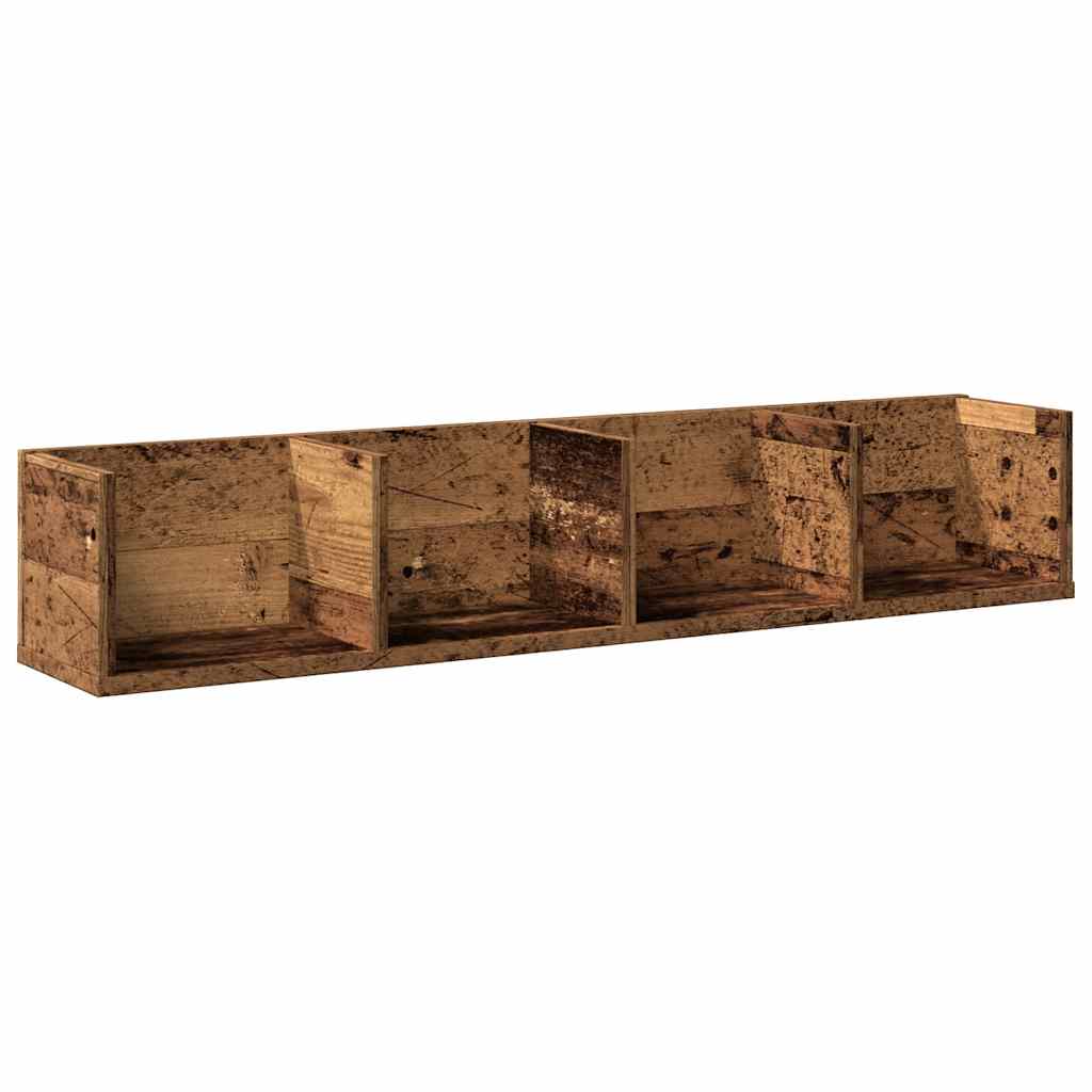 Veggmontert Cd-Hylle Gammelt Tre 100X18X18 Cm Konstruert Tre