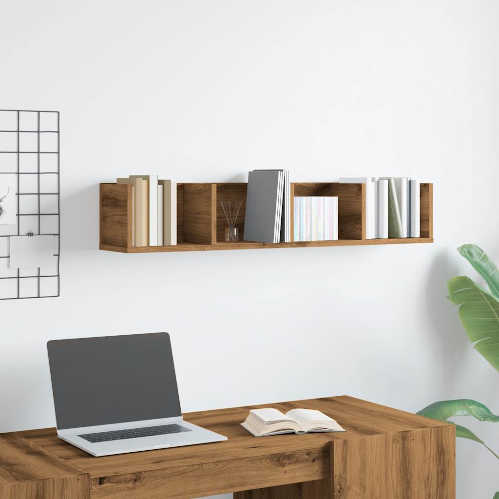 Veggmontert Cd-Hylle Artisan Eik 100X18X18 Cm Konstruert Tre