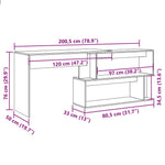 Hjørneskrivebord Gammelt Tre 200,5X50X76 Cm Konstruert Tre