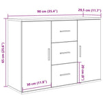 Skjenk Artisan Eik 90X29,5X65 Cm Konstruert Tre