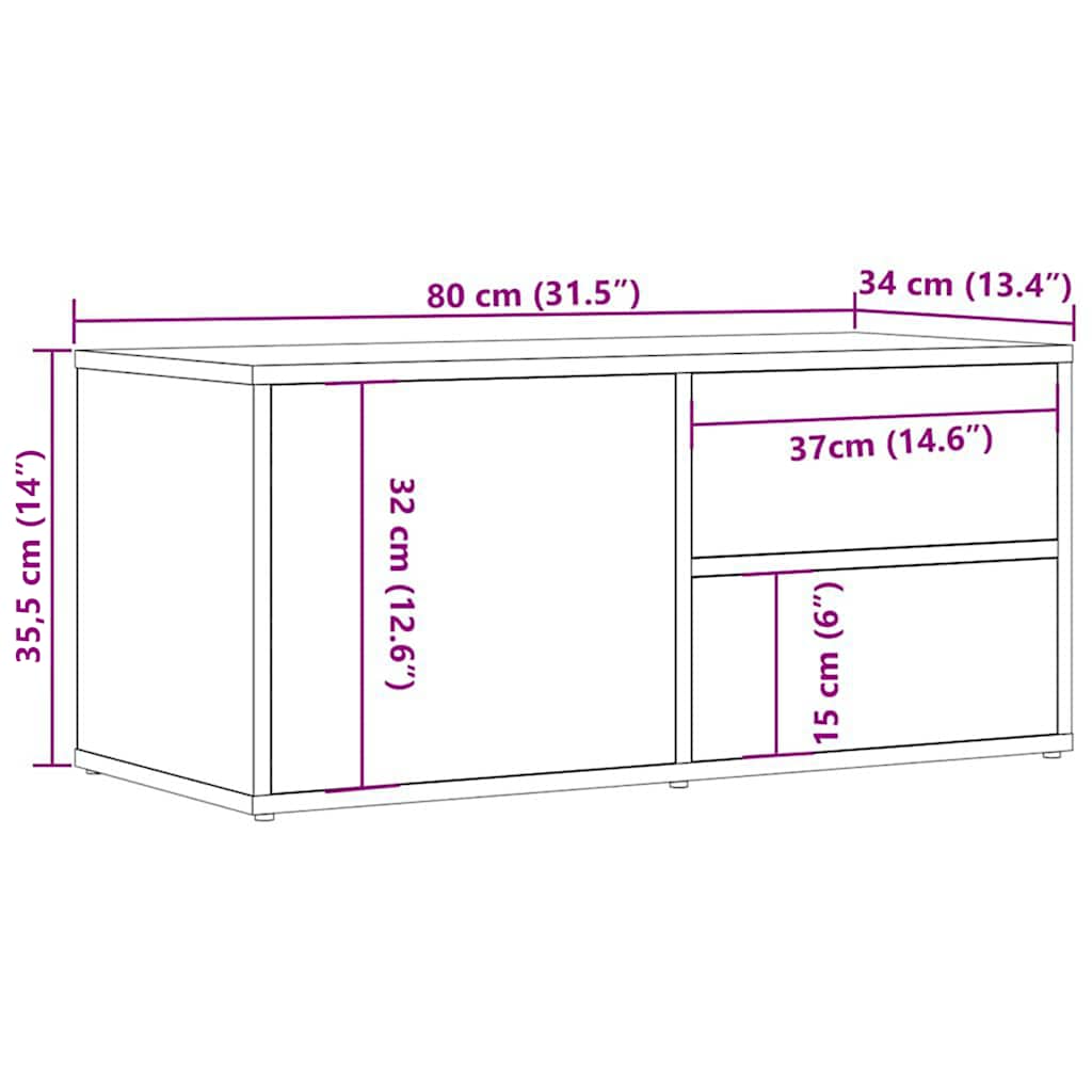 Tv-Benk Gammelt Tre 80X34X35,5 Cm Konstruert Tre