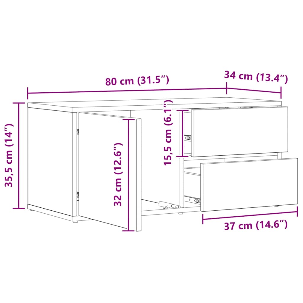 Tv-Benk Artisan Eik 80X34X35,5 Cm Konstruert Tre