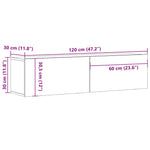 Vegghengt Tv-Benk Gammelt Tre 120X30X30 Cm Konstruert Tre