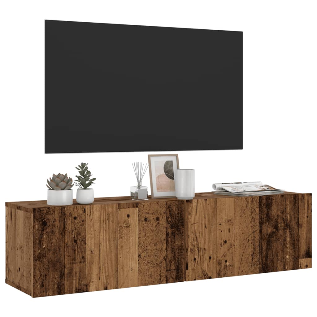 Vegghengt Tv-Benk Gammelt Tre 120X30X30 Cm Konstruert Tre