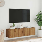 Vegghengt Tv-Benk Artisan Eik 120X30X30 Cm Konstruert Tre