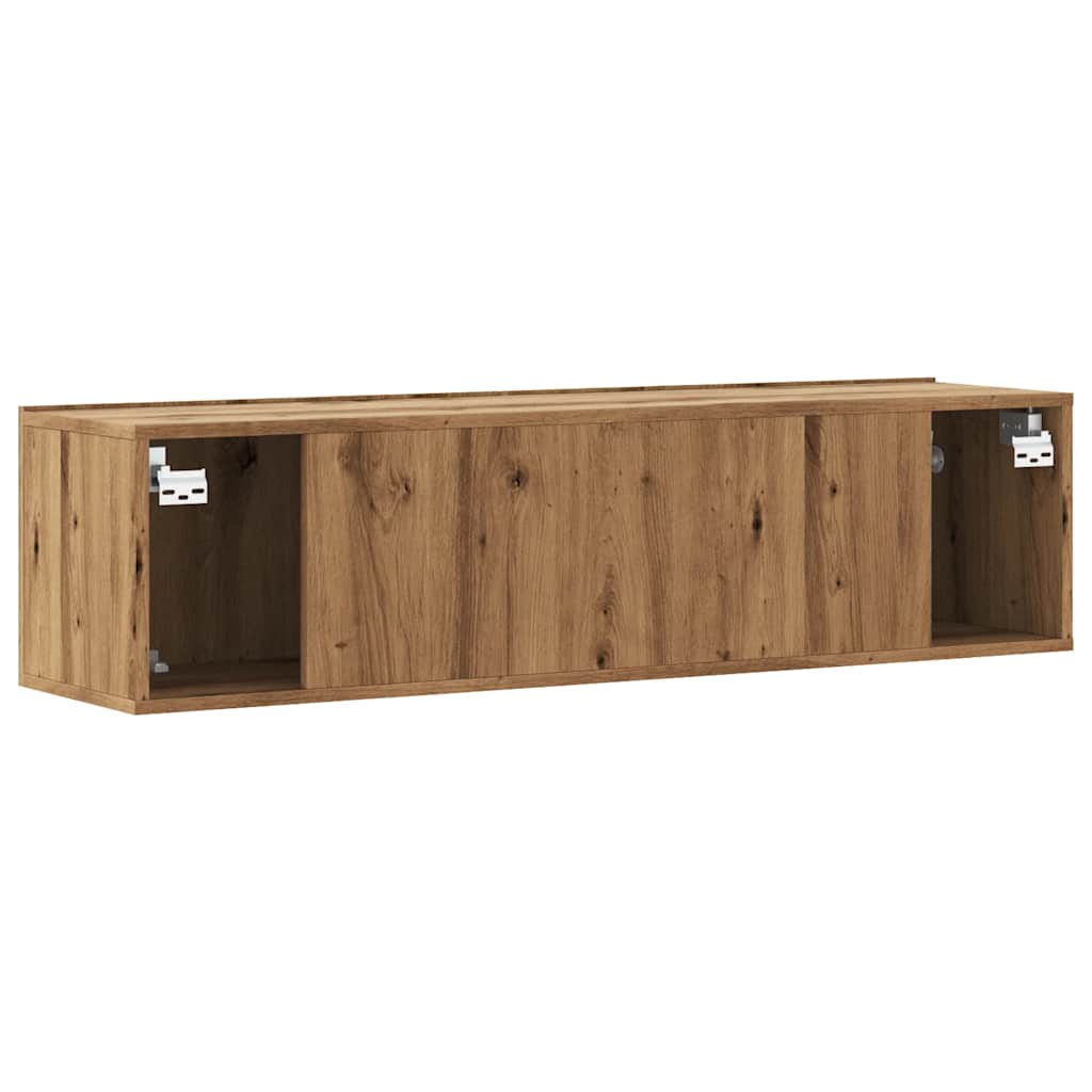 Vegghengt Tv-Benk Artisan Eik 120X30X30 Cm Konstruert Tre