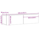 Vegghengt Tv-Benk Artisan Eik 120X30X30 Cm Konstruert Tre
